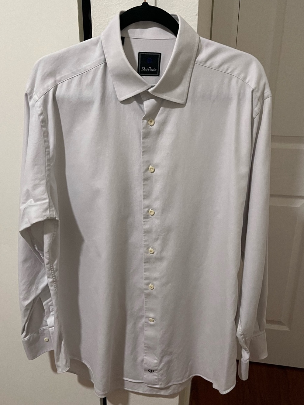 David Donahue Grey White Men's Dress Shirt